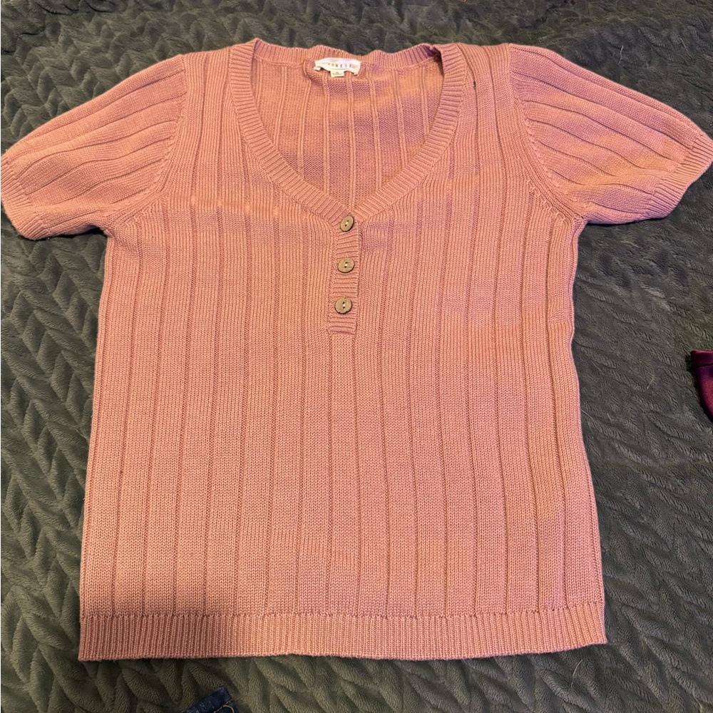 Promesa Salmom colored Ribbed Button Down Shirt- size - Small